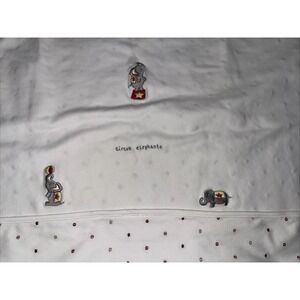 Vintage Gymboree Baby Blanket White Cotton Red Yellow Star Ball Circus Elephant